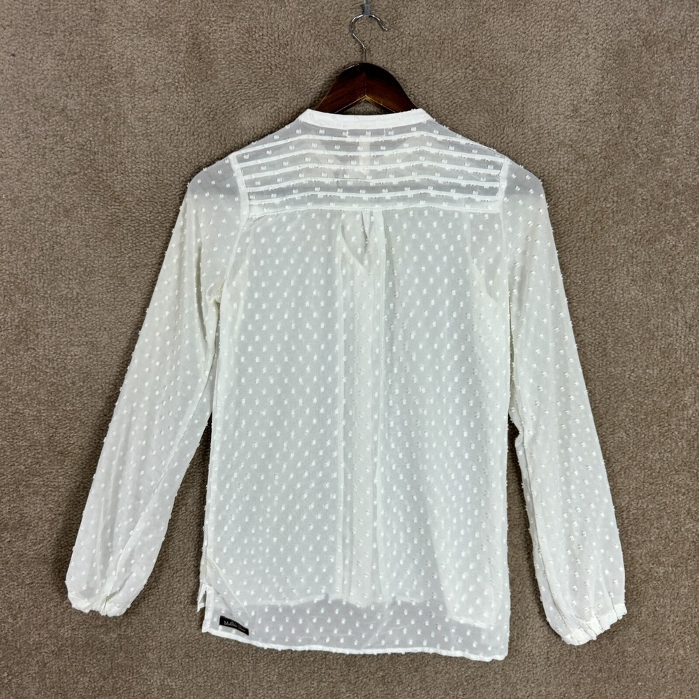 Matilda Jane Renae Top Womens XS‎ White Long Sleeve Swiss Dot Semi Sheer Blouse - Picture 9 of 11
